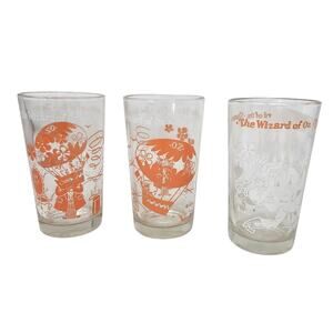 Set of 3 Vintage 50s Wizard of Oz Scarcrow Drinking Juice Glass Retro Kitchen
